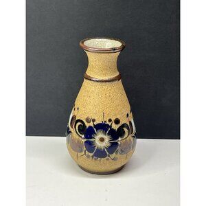 Tonala Signed Art Pottery Flower Vase 6" Hand Painted Brown Floral Vase